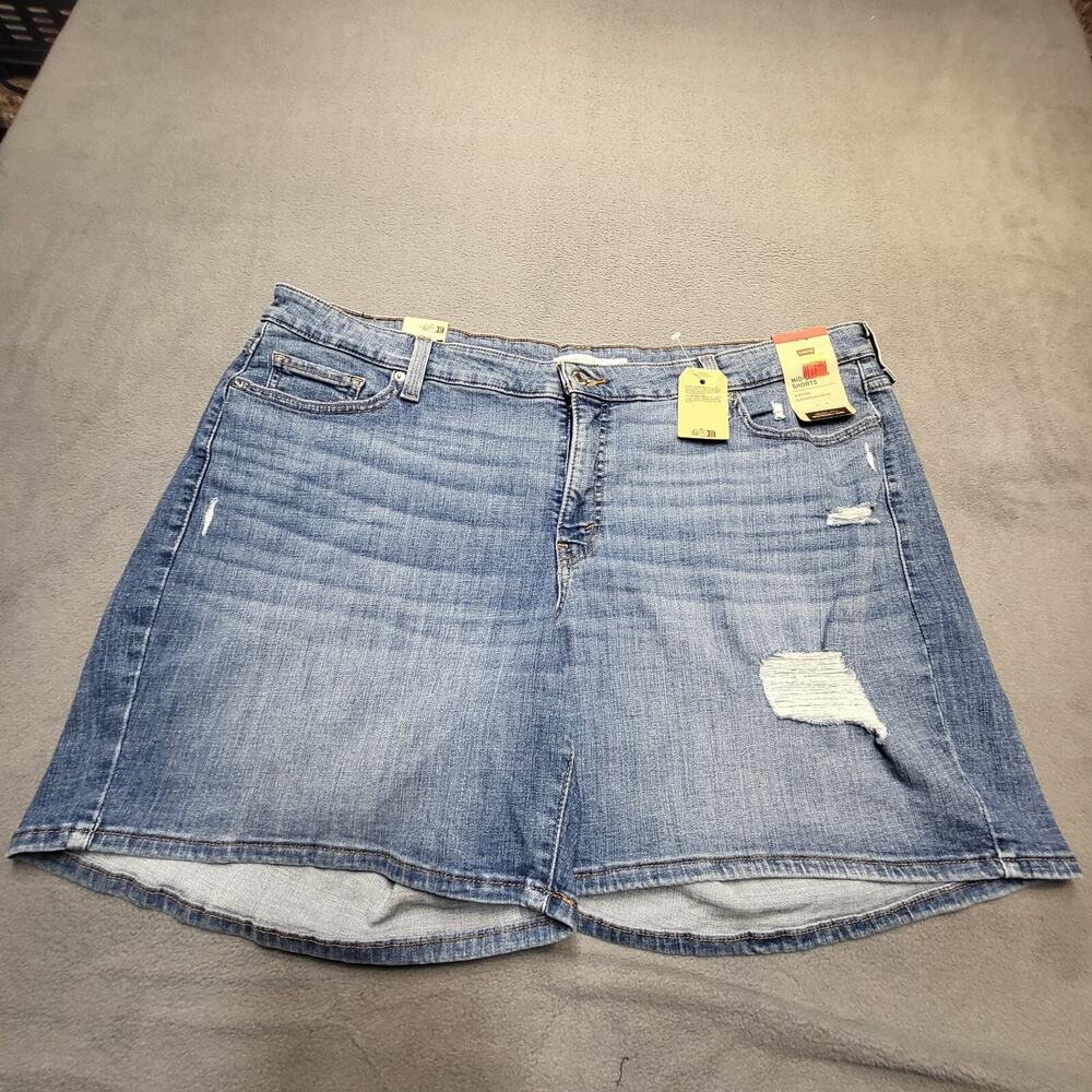 Signature Levis Jean Shorts New Womens 22W Mid Length Stretch Rolled Cuff